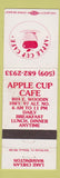 Matchbook Cover - Apple Cup Cafe Lake Chelan WA WEAR
