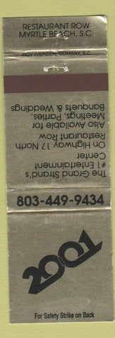 Matchbook Cover - 2001 Restaurant Myrtle Beach SC WEAR