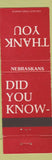 Matchbook Cover - Nebraskans NE Cigarette Tax Nebraska