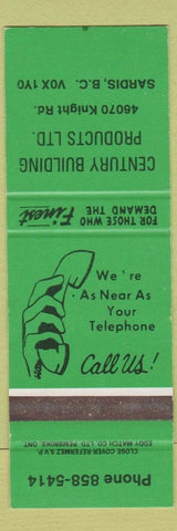 Matchbook Cover - Century Building Products Sardis BC