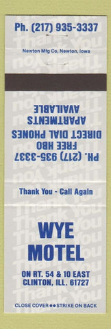 Matchbook Cover - Wye Motel Clinton IL