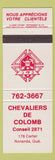Matchbook Cover - Chevaliers De Colomb Noranda QC