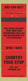 Matchbook Cover - Country Food Stop Freedom NH