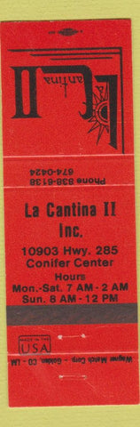 Matchbook Cover - La Cantina II Conifer Center Colorado WEAR
