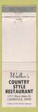 Matchbook Cover - Walker's Country Style Restaurant Louisville OH WEAR