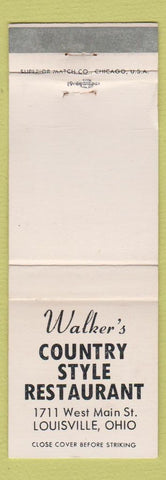 Matchbook Cover - Walker's Country Style Restaurant Louisville OH WEAR