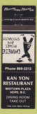 Matchbook Cover - Kan You Restaurant Chinese Hope BC