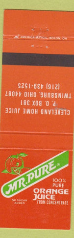 Matchbook Cover - Mr Pure Orange Juice Twinsburg OH WEAR Cleveland