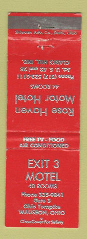 Matchbook Cover - Exit 3 Motel Wauseon OH Clarks Hill IN WORN