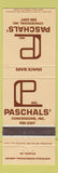 Matchbook Cover - Paschals' Concessions Hartsfield Airport Atlanta GA