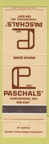 Matchbook Cover - Paschals' Concessions Hartsfield Airport Atlanta GA