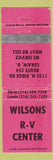 Matchbook Cover - Wilsons RV Center Lorain OH WORN