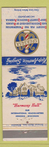 Matchbook Cover - Barber Shop Quartet Society Kenosha WI WEAR