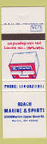 Matchbook Cover - Roach Marine Sports Marion OH Vita Plate Battery
