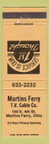 Matchbook Cover - Martins Ferry TV Cable Martins Ferry OH