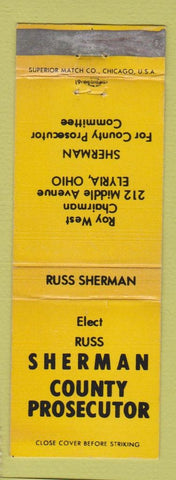 Matchbook Cover - Russ Sherman County Prosecutor Elyria OH WORN