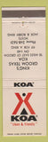 Matchbook Cover - KOA Camping Groom TX