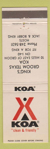 Matchbook Cover - KOA Camping Groom TX