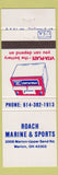 Matchbook Cover - Roach Marine Sports Marion OH Vita Plate Battery