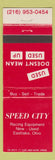 Matchbook Cover - Speedy City Racing Equipment Eastlake OH