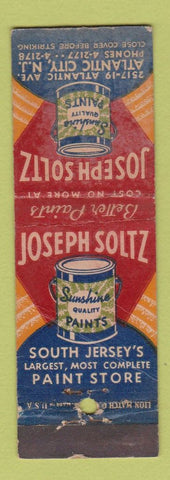 Matchbook Cover - Joseph Solitz Paint NJ WORN