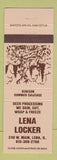 Matchbook Cover - Lena Locker Venison Processing Lena IL