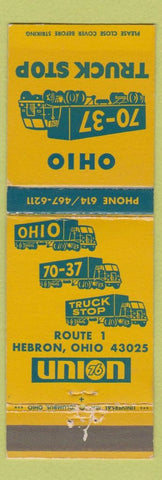 Matchbook Cover - Ohio 70 37 Truck Stop Union 76 oil gas Hebron OH
