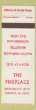 Matchbook Cover - The Fireplace Eklhart IN