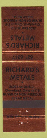 Matchbook Cover - Richard's Metals Cleveland OH scrap metal