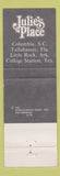 Matchbook Cover - Julie's Place Restaurant Columbia SC Tallahassee FL