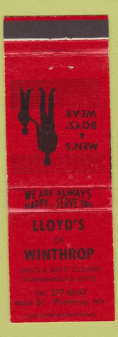 Matchbook Cover - Lloyd's of Winthrop Men's Clothes Winthrop ME