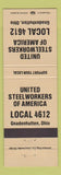 Matchbook Cover - United Steelworkers of America Gnadenhutten OH