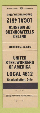 Matchbook Cover - United Steelworkers of America Gnadenhutten OH