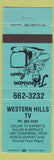 Matchbook Cover - Western Hill TV Cincinnati?