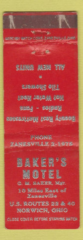 Matchbook Cover - Baker's Hotel Norwich OH WEAR