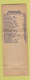 Matchbook Cover - Baker's Hotel Norwich OH WEAR
