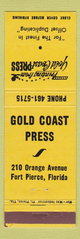 Matchbook Cover - Gold Coast Press Fort Pierce FL