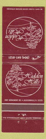 Matchbook Cover - Hidden Hills Golf Country Club Jacksonville FL WEAR