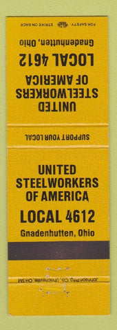 Matchbook Cover - United Steelworkers of America Gnadenhutten OH yellow