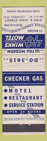 Matchbook Cover - 40 Winks Motel Columbus OH Checker oil gas