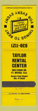 Matchbook Cover - Taylor Rental Center Fort Myers FL