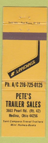 Matchbook Cover - Pete's Trailer Sales Medina OH Starcraft