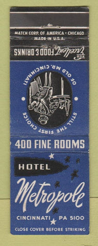 Matchbook Cover - Hotel Metropole Cincinnati OH