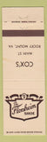 Matchbook Cover - Florsheim Shoes Cox's Rocky Mount VA