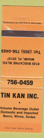 Matchbook Cover - Tin Kan Beverages Miami FL WEAR