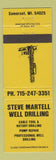 Matchbook Cover - Steve Martell Well Drilling Somerset WI