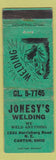 Matchbook Cover - Jonesy's Welding Canton OH WORN