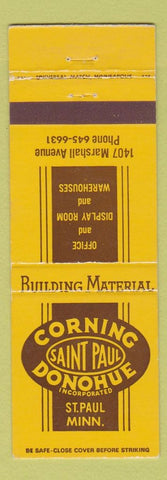 Matchbook Cover - Corning Donohue Building Materials St Paul MN