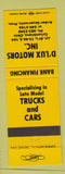 Matchbook Cover - Deluxe Motors Columbiana OH