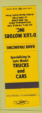 Matchbook Cover - Deluxe Motors Columbiana OH